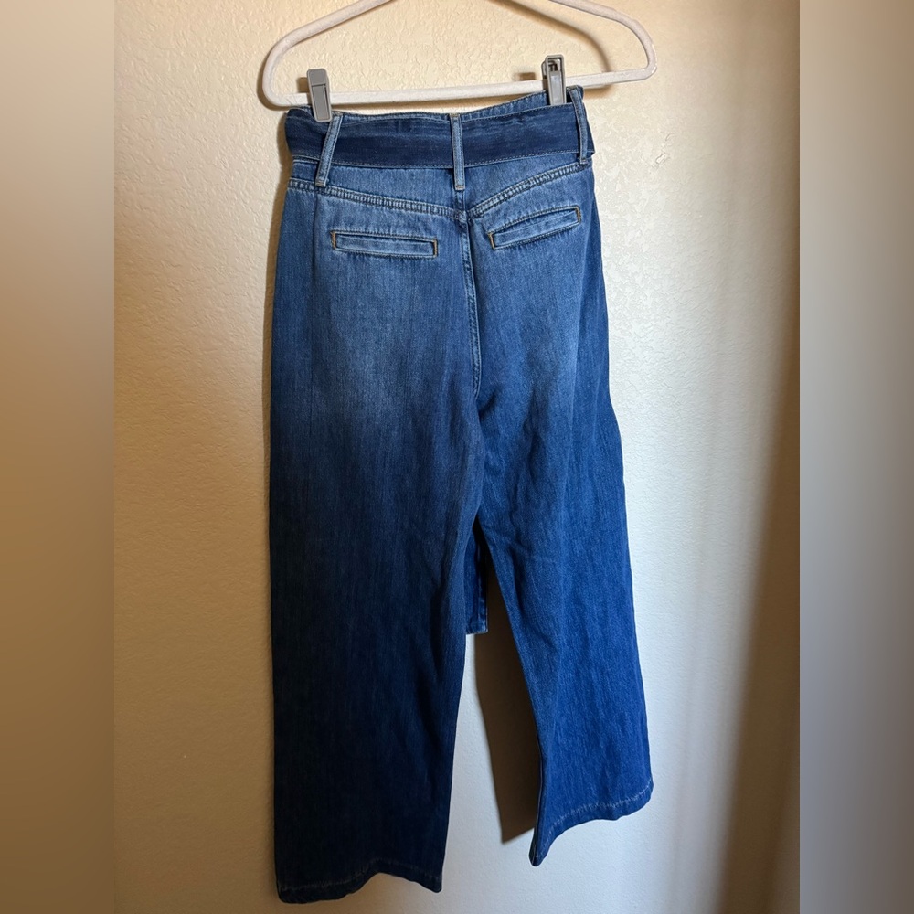 Boden Belted Wide‎ Leg Jeans Size 10 R Blue Business Casual - Picture 5 of 7
